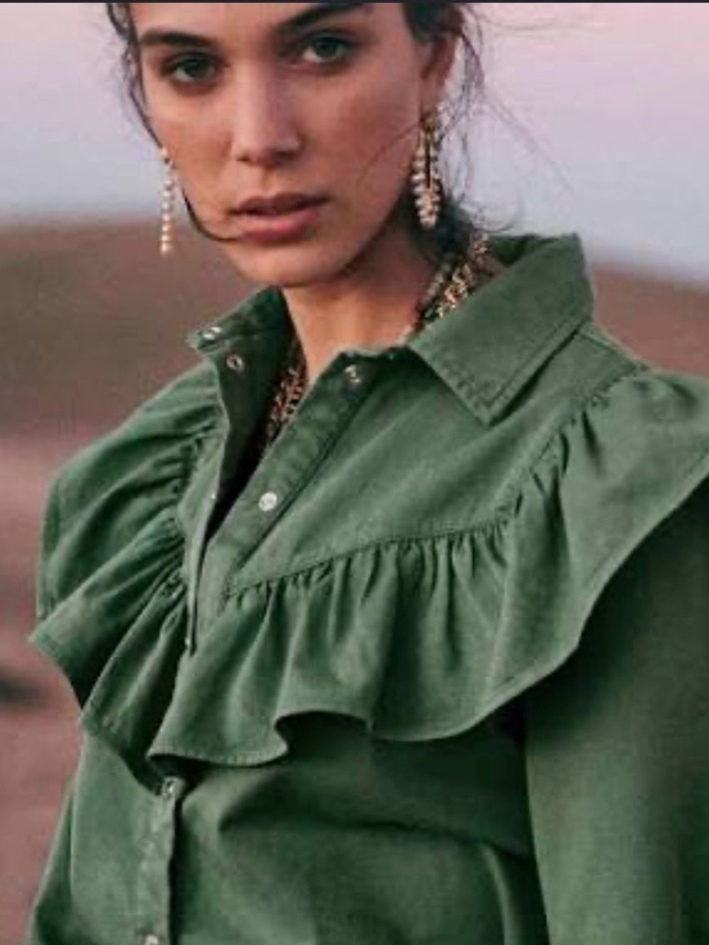 Sezane Matty Shirt in Green size S